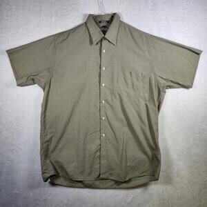 Lord‎ & Taylor Tan Checked Short Sleeve Button Up Shirt Size Large